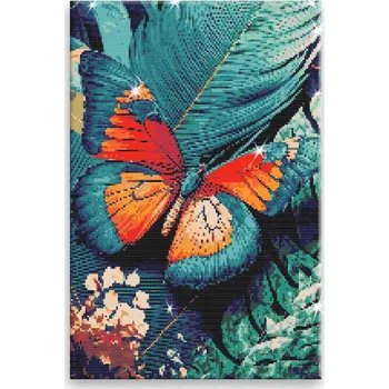 Diamantové malování Diamantové malování - Motýl v džungli - 40x60 cm, bez dřevěného rámu - CZ výroba