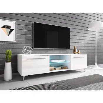 TV stolek Cleo XIII-W, Barva: bílá / bílý lesk MIRJAN 5902928368673