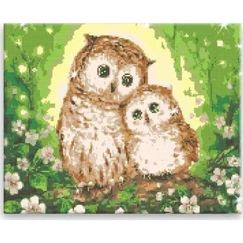 Diamantové malování Diamantové malování - Soví láska - 50x40 cm, plátno vypnuté na rám - CZ výroba