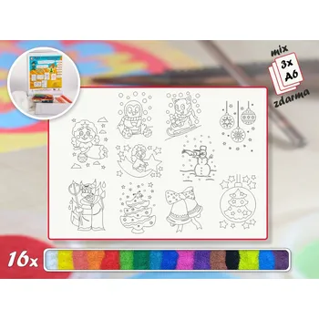 omalovánky Radost v písku Velká sada VÁNOČNÍ - Barevné pískování obrázků