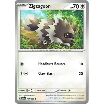 Sběratelská karetní hra Pokémon karta Zigzagoon 167/197
