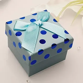 Dárková krabička Dárková krabička kostka - puntík modrá