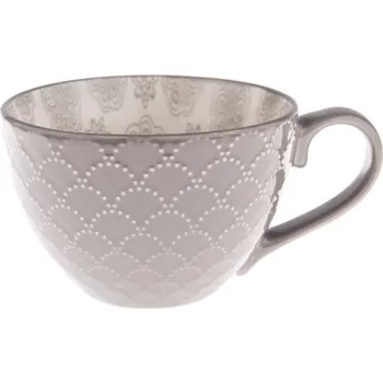 Keramický hrnek šedý + šedý vzor 380 ml