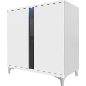 Nábytek Komoda Anrok 90 AR03, Barva: bílá / bílý lesk + černý lesk MIRJAN 5902928365979