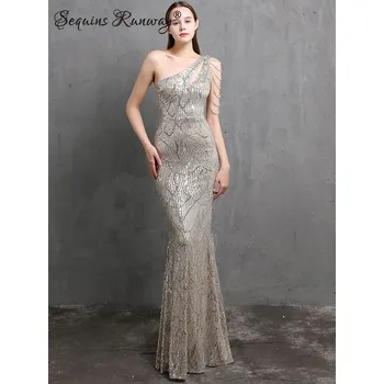 Dámské šaty Maxi klubové šaty Sequins SQ738 Barva: Stříbrná, Velikost: XL