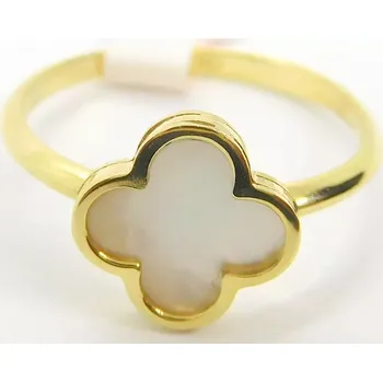 Prsten Klenoty Budín Dámský zlatý prsten ze žlutého zlata s bílým smaltem čtyřlístek pro štěstí 585/1,99gr vel. 56 HK1141 (Klenoty Budín Dámský zlatý prsten ze žlutého zlata s bílým smaltem čtyřlístek pro štěstí 585/1,99gr vel. 56 HK1141)