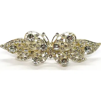 Francouzská spona do vlasů s broušenými kamínky motýl