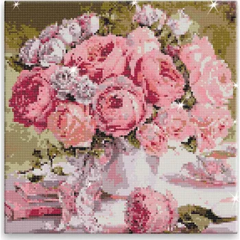 Diamantové malování Diamantové malování - Záplava květin - 40x40 cm, bez dřevěného rámu - CZ výroba