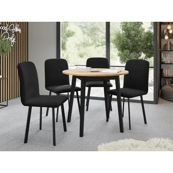 Jídelní stůl Rozkládací stůl Kirtore S 90 se 4 židlemi Lekoz, Barva dřeva: dub craft zlatý + černá, Potah: Amor Velvet 4322 MIRJAN 5903211306464