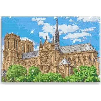 Diamantové malování Diamantové malování - Notre Dame - 60x40 cm, bez dřevěného rámu - CZ výroba