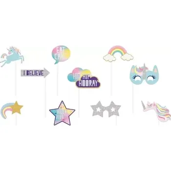 Party dekorace Rekvizity do fotokoutku - Jednorožec Magic 10 ks