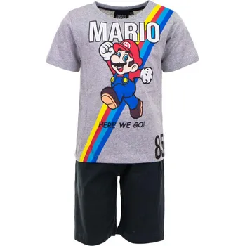 Kojenecká souprava KOMPLET SOUPRAVA SUPER MARIO TRIČKO A KRAŤASY 1999 šedo - antracitové Velikost: 122