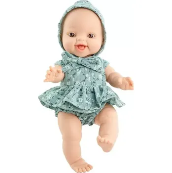 Panenka Realistická panenka Raquel v zelených šatičkách s kapucou od firmy Paola Reina ze Španělska (Realistická panenka LOS GORDIS ze Španělska)