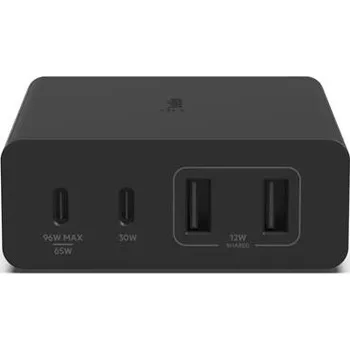 Belkin BOOST CHARGE™ 108W 4-portová USB-C Power Delivery GaN nástěnná nabíječka (USB-C 96W + USB-A 12W), černá