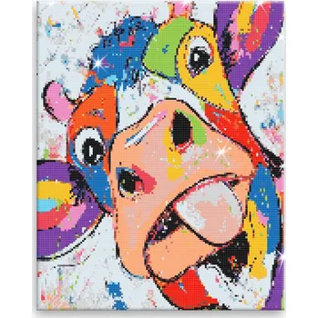 Diamantové malování Diamantové malování - Legrační kráva - 40x50 cm, plátno vypnuté na rám - CZ výroba