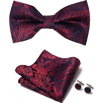 Motýlek Látkový motýlek Ripple | Manžetové knoflíčky | Kapesníček Tmavě červená