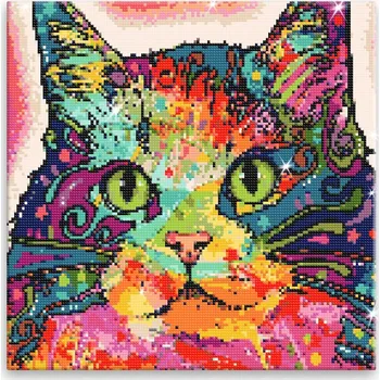 Diamantové malování Diamantové malování - Mapa kočky - 40x40 cm, bez dřevěného rámu - CZ výroba