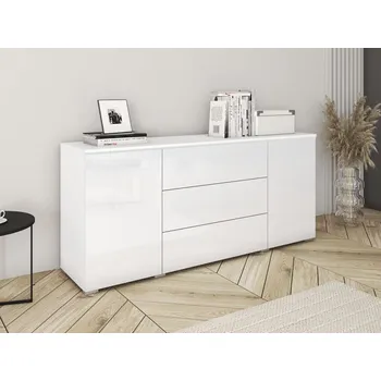 Komoda Komoda do pokoje Sawoti 150, Barva: bílá / bílý lesk, Osvětlení: bez osvětlení MIRJAN 5903211167188