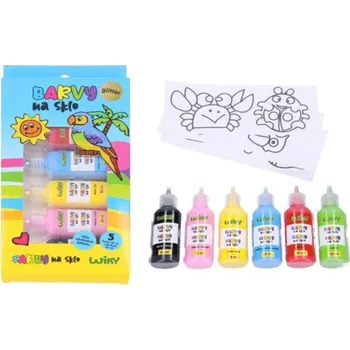 Speciální výtvarná barva Barvy na sklo, 5+1 ks, glitter