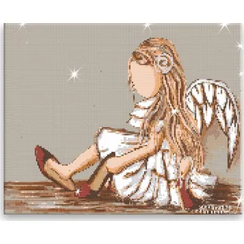 Diamantové malování Diamantové malování - Malý andílek - 50x40 cm, bez dřevěného rámu - CZ výroba