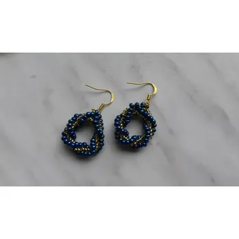 Náušnice náušnice modro zlaté pr. 3 cm