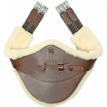 Podbřišník Exkluzivní kožený okopávací EQUESTRO podbřišník s pravým beránkem