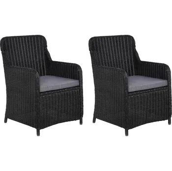 Petrashop Zahradní židle s poduškami 2 ks polyratan černé Černý44146
