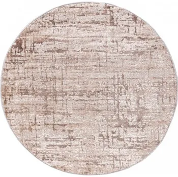Koberec Makro Abra Kulatý koberec PORTLAND D175E Moderní Abstraktní bílý hnědý Rozměr: průměr 100 cm
