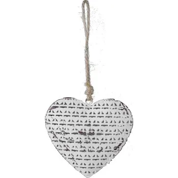 Bytová dekorace Závěs srdce, bílá, 1,5 x 8 x 7,5 cm|Ego Dekor