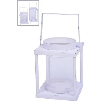 Svícen Lucerna kovová, bílá, 11 x 11 x 23 cm|Ego Dekor