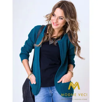 Dámské oblečení Krátký pletený kardigan NESS - petrolejová