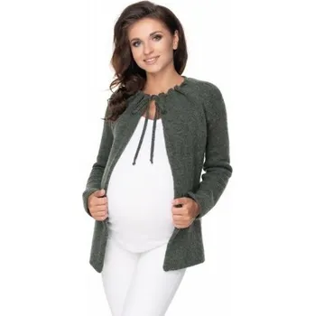 Těhotenská móda Be MaaMaa Těhotenský svetřík, kardigan na zavazování, khaki; UNI