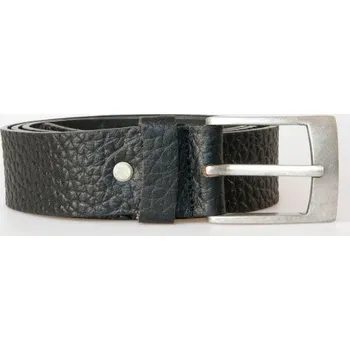 Opasek Kožený černý opasek 125 cm dlouhý z pevné silné kůže s reliéfní strukturou 38 mm široký