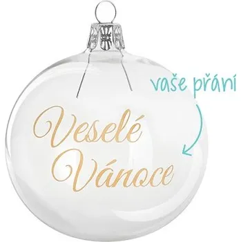 Vánoční dekorace Vánoční pískovaná baňka se zlaceným přáním 8 cm