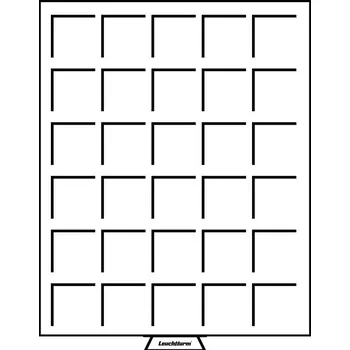 Obal pro sběratelský předmět Leuchtturm Mincovní box MB Leuchtturm, čtvercové přihrádky Velikost otvoru: 38 x 38 mm (30 polí)