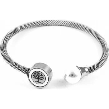 Náramek biju Otevřený Náramek z chirurgické oceli, obvod , 2001488 se stromem života a perlou 1488