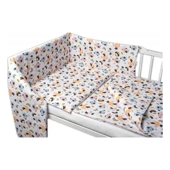 Dětský pokoj Baby Nellys 3-dílná sada, mantinel s povlečením Ptáčci a Vážky - bílá, 120x90 cm; 120x90