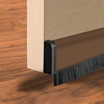 Onpira Výsuvná dveřní lišta s kartáčem 1m Hnědá
