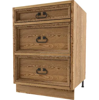 Kuchyňská skříňka Dřevěná kuchyňská skříňka se šuplíky KS82 Barevné provedení: Hnědý vosk - K15, Úchyty: Kování STEEL