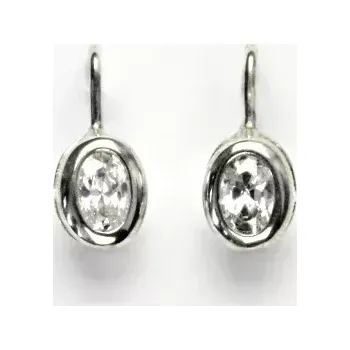 Náušnice Stříbrné náušnice ovál čirý zirkon - NK1053 (Stříbrné náušnice se zirkony)