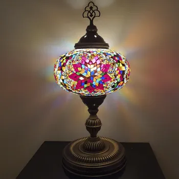 Lampička Krásy Orientu Orientální skleněná mozaiková stolní lampa Almas - ø skla 24 cm