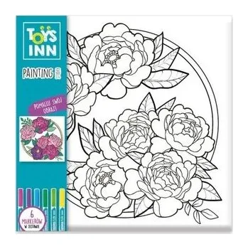 Set školních potřeb Obrazek do kolorowania Peonie z markerami STNUX