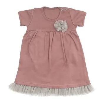 Kojenecké oblečení Mamatti Kojenecké šaty s tylem, kr. rukáv, Happy - vínová, vel. 80; 80 (9-12m)