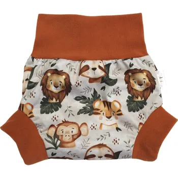Plenkové kalhoty Breberky Natahovací svrchní kalhotky PUL - Zvířátka z džungle VELIKOST: M (7-11kg)