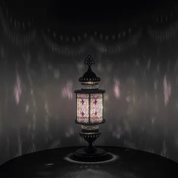 Lampička Krásy Orientu Orientální skleněná mozaiková stolní lucerna Hilal - velikost 2