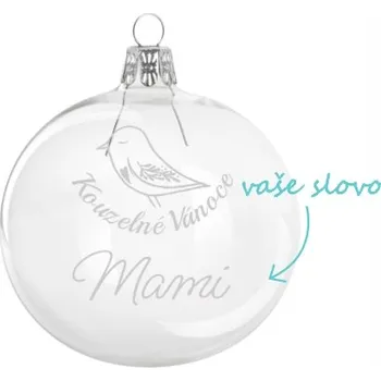 Pískovaná baňka Ptáček s přáním 8 cm