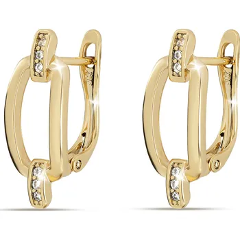 Náušnice biju Zlacené náušnice 14k s protějšími vertikálními zirkony 1003033