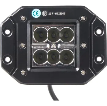 Pracovní světlo LED světlo hranaté, 6x3W, 122x91x68mm, ECE R10
