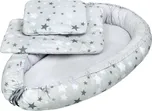 Luxusní hnízdečko s peřinkami pro miminko New Baby bílo-šedé hvězdičky Šedá