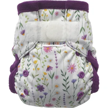 Plenkové kalhoty Breberky Kapsová plenka (S) - Fialové kopretiny SZ